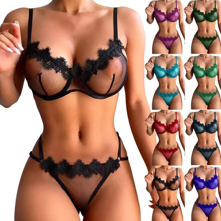 Luxury-Womens-Convertible-Lace-Bra-Brief-Hot-Mesh-Solid-Sexy-Lingerie-Embroidery-Decoration-Breathable-Thongs-Panties-Cup-Logo