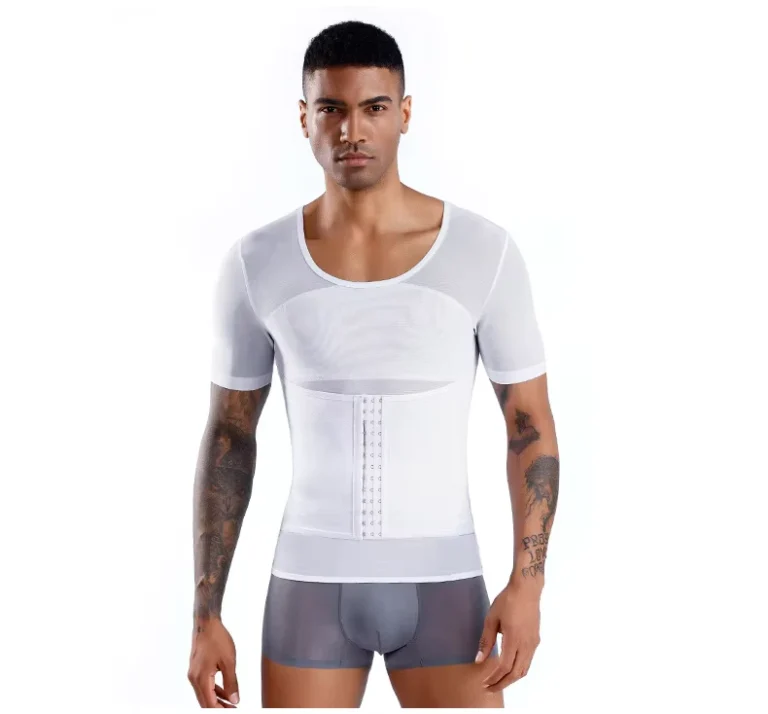 Men-High-Elastic-Slimming-Body-Shaper-Chest-Compression-Shirt-Abs-Abdomen-Slim-Short-Sleeve-Undershirt