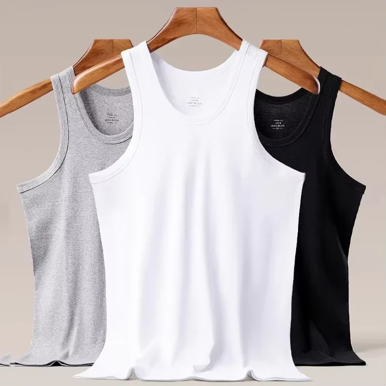 Mens-100-Cotton-Ribbed-Tank-Top-Sleeveless-Undershirt-Soft-Breathable-Casual-Vest-Men-vest