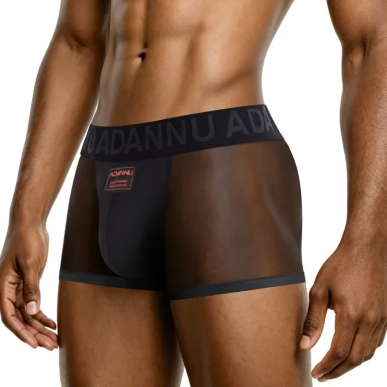 Mens-Boxer-Briefs-Transparent-Panel-Design-U-Shaped-Pouch-Low-Rise-Trunks-Sexy-Ultra-Thin-Breathable-Nylon-Polyamide-Stretchy