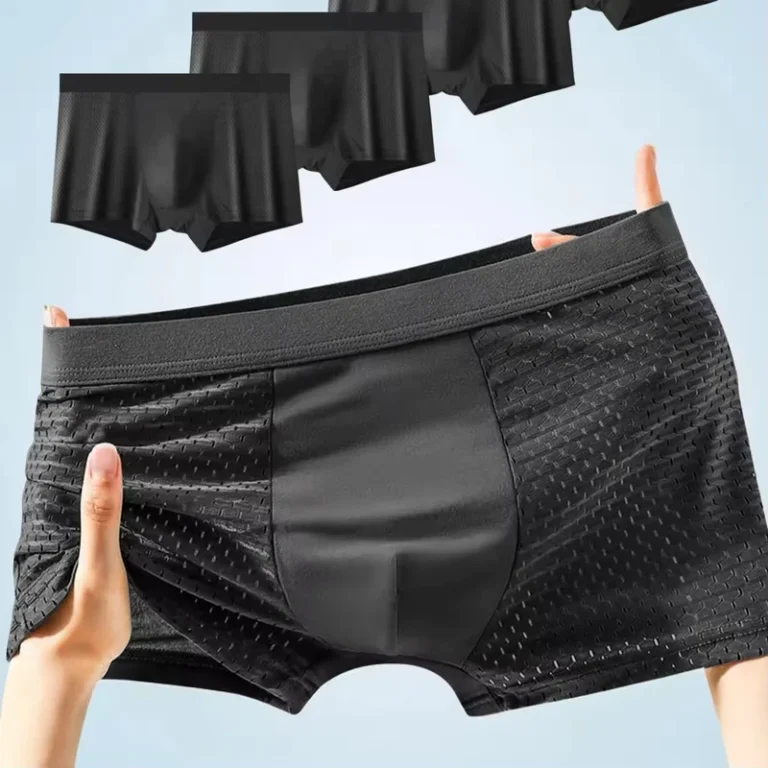 Mens-Boxer-Shorts-Satin-Mesh-Dyed-Anti-Bacterial-Durable-Soft-Deodorizing-Breathable-Comfortable-Elasticity