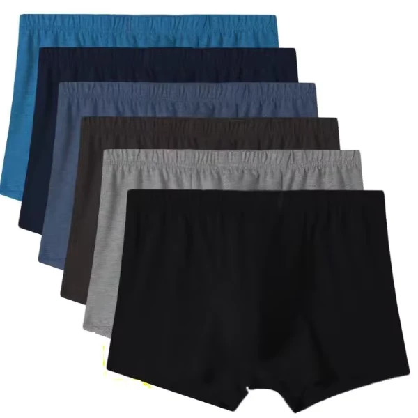 Mens-Boxer-Shorts-Spandex-Cotton-Breathable-Knitted-Mid-rise-Loose-Plus-Size-XL-Underwear