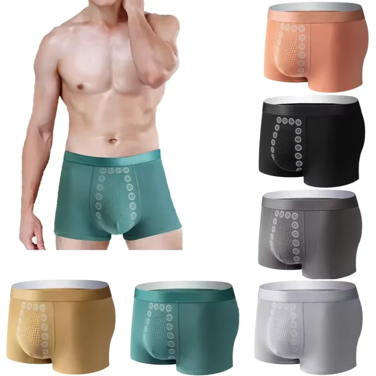 Mens-Comfortable-Boxer-Briefs-Mid-Rise-Negative-Ion-Boxer-Pants-Knitted-Magnetic-Energy-Energetic-Underwear