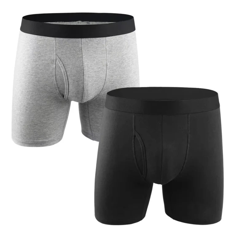 Mens-Cotton-Spandex-Blend-Boxer-Shorts-with-Logo-on-Waist-Breathable-Anti-Bacterial-Underwear