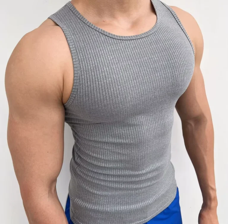 Mens-Cotton-Spandex-Muscle-Slim-Fit-Undershirt-Tank-Top-Gym-Workout-Sleeveless-Ribbed-Vest