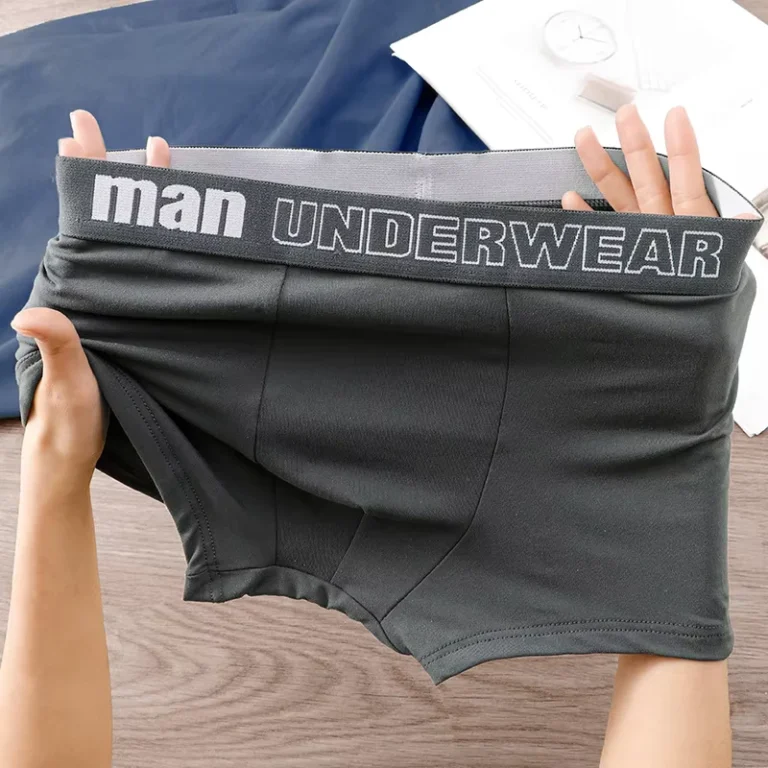 Mens-Four-Seasons-Comfortable-Breathable-Knitted-Boxer-Briefs-Mid-Rise-Waist-Underwear-Antibacterial-Spandex-Nylon-for-Autumn