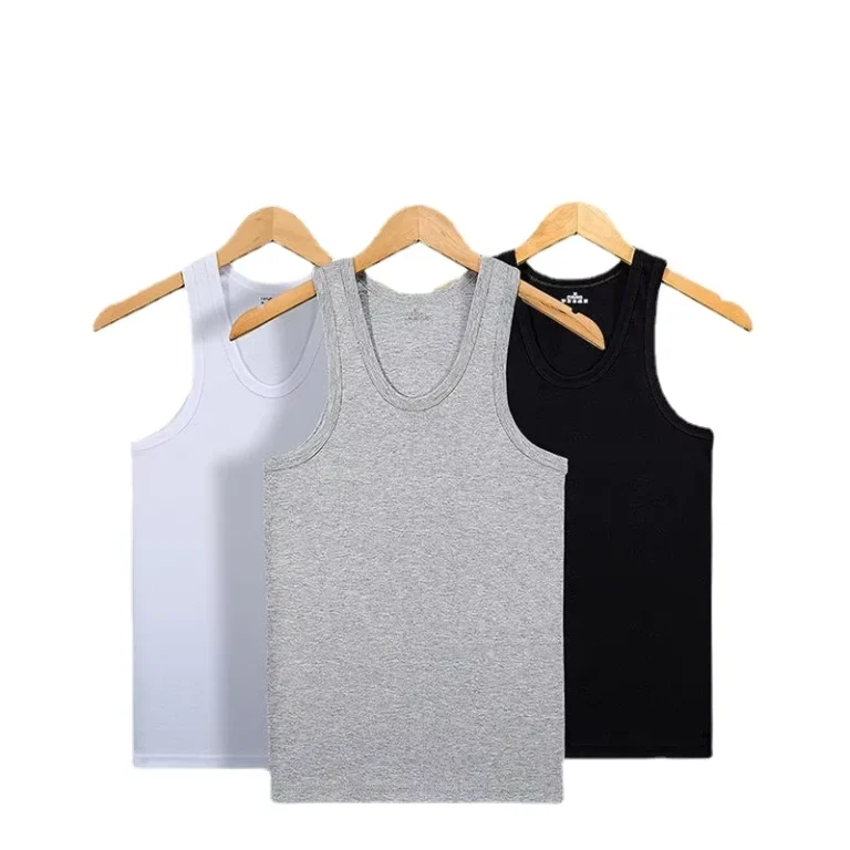 Mens-High-quality-Pure-Cotton-Solid-Color-Crew-Neck-Sports-Fitness-tank-Top-All-cotton-Sleeveless-Undershirt-Manufacturer