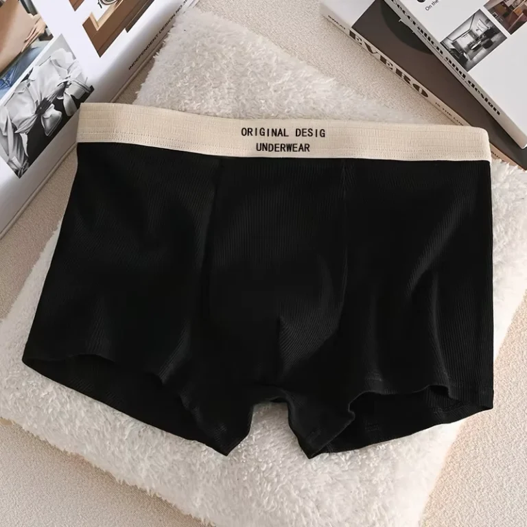 Mens-Knitted-Mid-Rise-Boxer-Briefs-Comfortable-Breathable-Loose-Fit-Custom-Logo-4XL-Size-Underwear