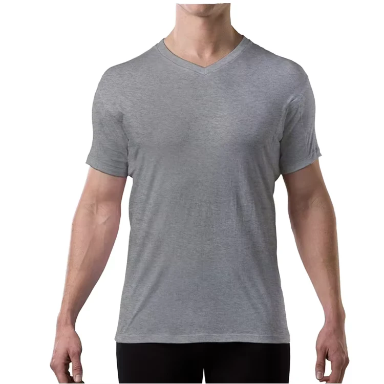 Mens-Knitted-V-Neck-T-Shirt-Cotton-Anti-odor-Hyperhidrosis-Design-Sweatproof-Undershirts