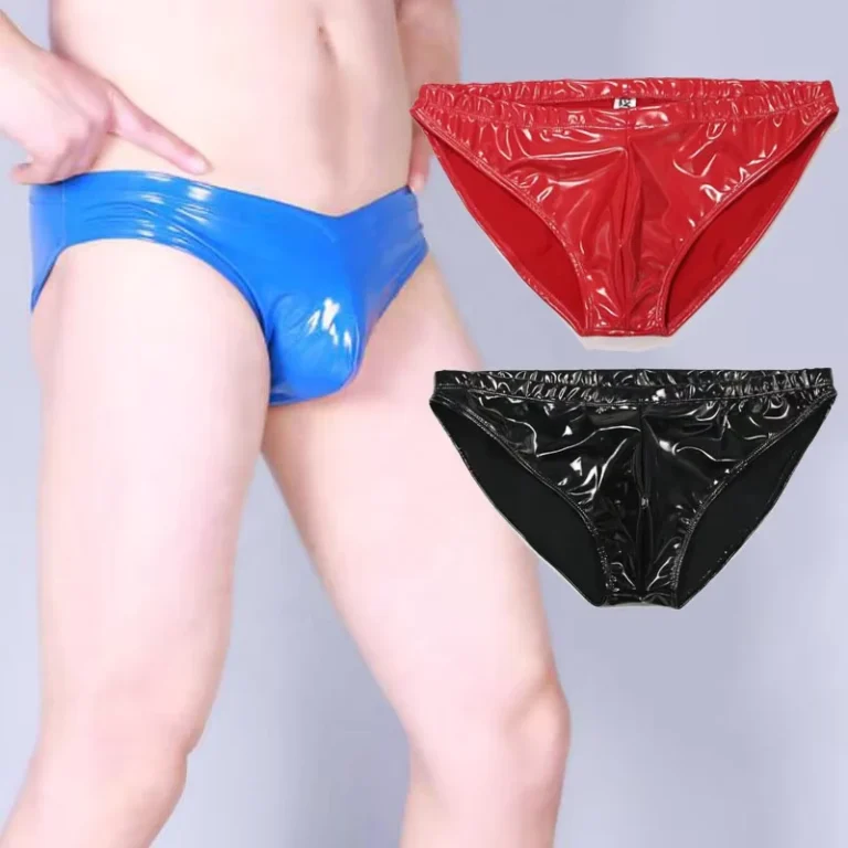 Mens-Low-Rise-Briefs-Wetlook-Latex-Rubber-Panties-PVC-Underwear-Leotard-Boxershort-Leather-Thong-Fetish-Costume-Male-Lingerie
