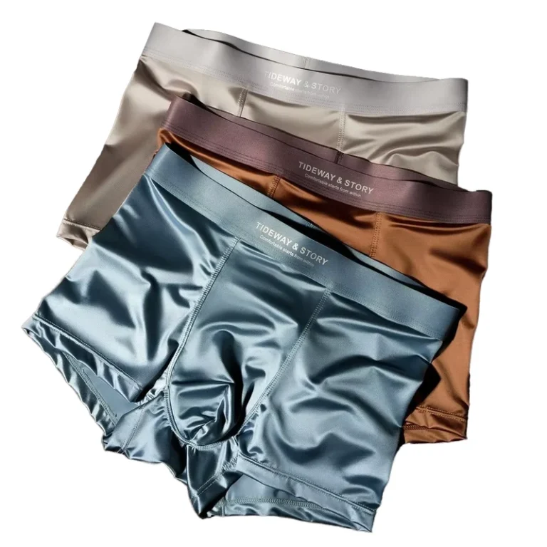 Mens-Luxury-Simple-Maillard-Style-Satin-Ice-Silk-Boxers-Mid-Rise-Light-Breathable-Summer-Underwear-for-Boys-Knitted-Fabric