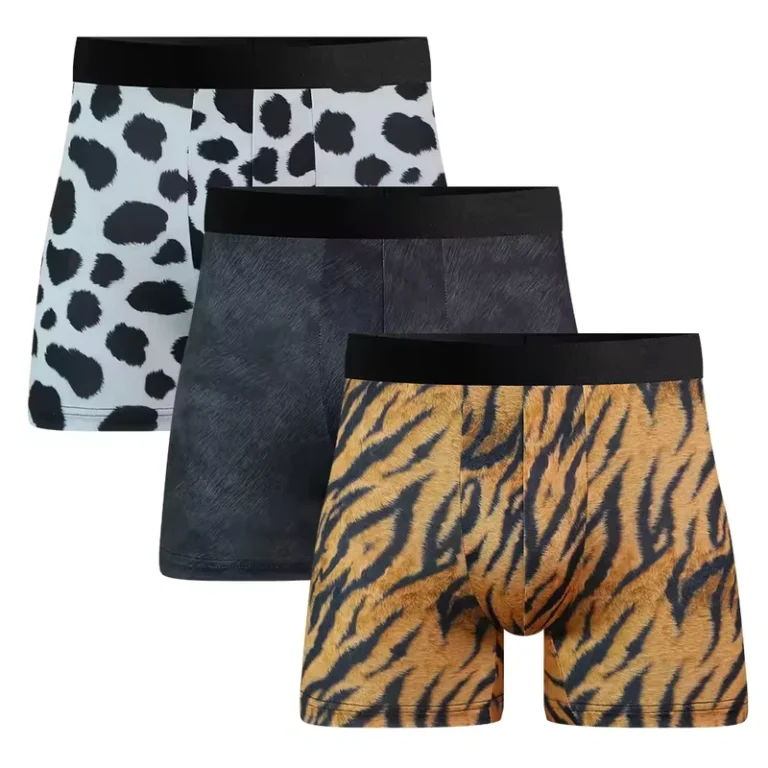 Mens-Mid-Rise-Animal-Print-Breathable-Boxer-Briefs-Personalized-Digital-Print-Drawstring-Underwear-Polyester-Comfortable