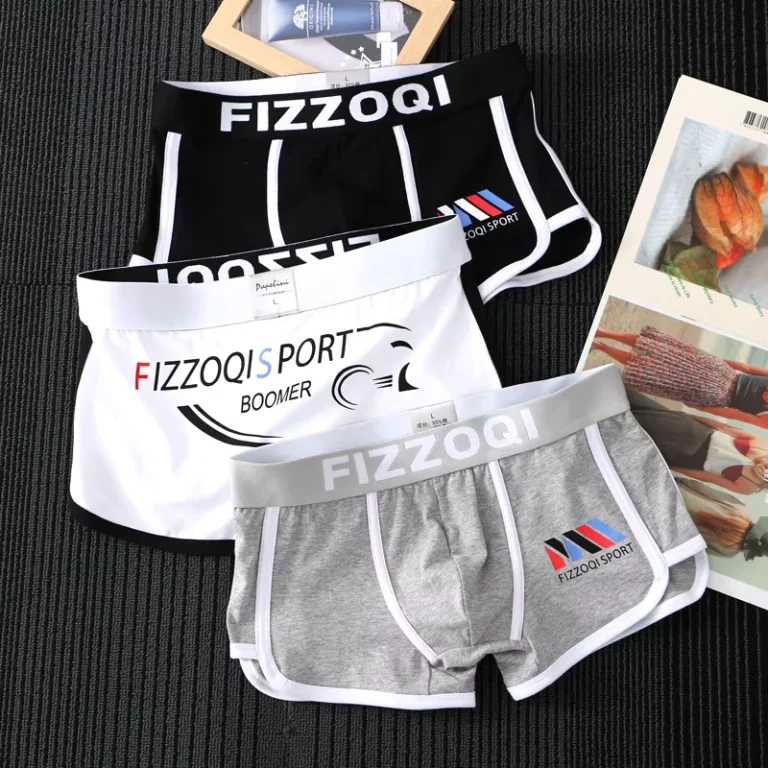 Mens-Mid-Rise-Cotton-Breathable-Anti-Bacterial-Underwear-Waist-Simple-Design-Short-Boxer-Letter-Pattern-Fashionable-Knitted