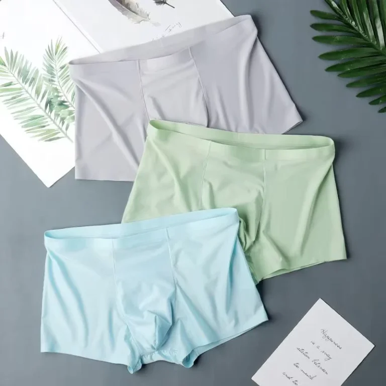 Mens-Mid-Rise-Knitted-Spandex-Nylon-Boxer-Briefs-Quick-Drying-Breathable-Seamless-Underwear-Solid-Pattern-for-Adult