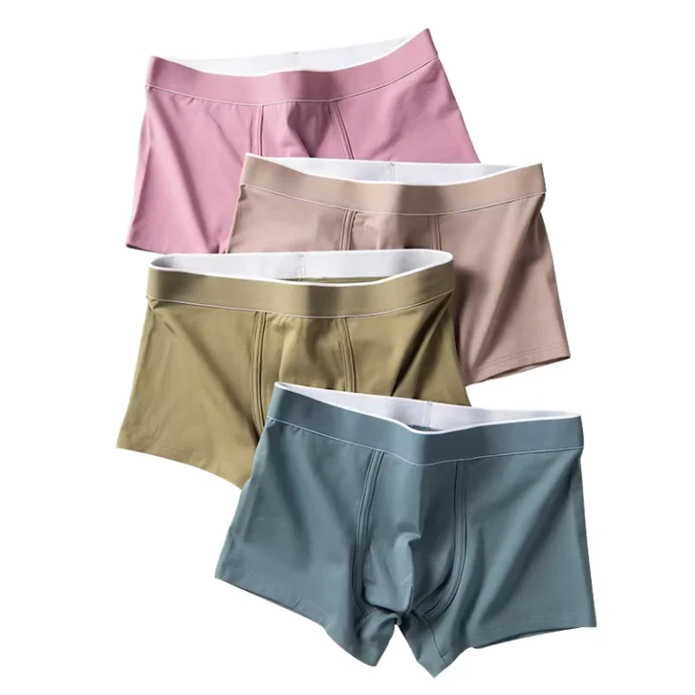 Mens-Plus-Size-Boxer-Briefs-Custom-Low-Rise-Mid-Rise-Solid-White-Fabric-Breathable-Knitted-Logo-on-Waist