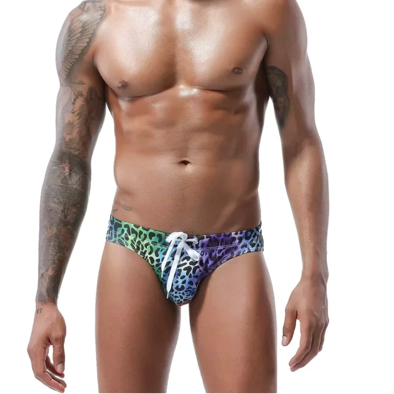 Mens-Printed-Boxers-Briefs-Quick-Dry-Low-Rise-Leopard-4XL-Beach-Board-Shorts-Summer-Surfing-Swimwear