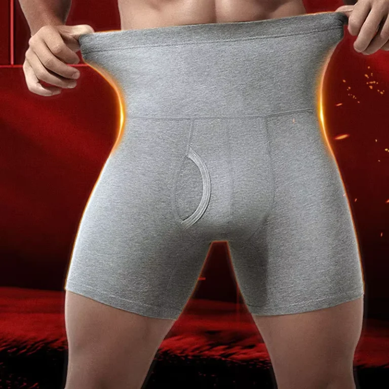 Mens-Pure-Cotton-High-Rise-Boxers-Mens-Underwear-with-Lightened-Increased-Anti-Wear-Legs-Plus-Size-Warm-Sports-Abdomen-Trunks