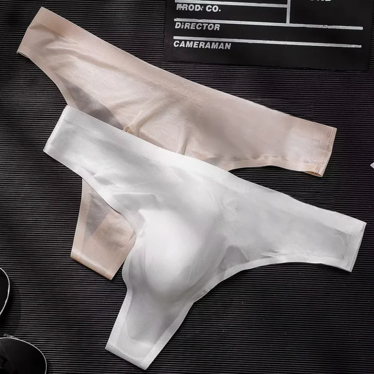 Mens-Sexy-Transparent-Thin-Ice-Silk-Low-Waist-Triangle-Single-Thong-Sports-Fitness-Letters-Print-Briefs-Boxers