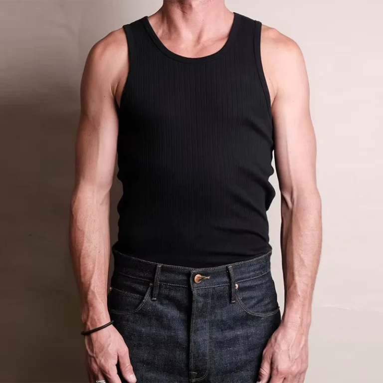 Mens-Spandex-Cotton-Black-Tank-Top-Quick-Dry-Gym-Workout-Undershirt-Ribbed-Knit-Vest-for-Casual-Wear