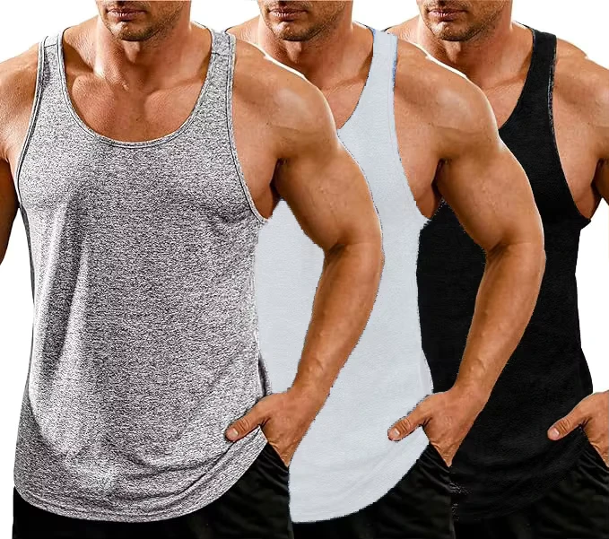 Mens-Sport-Tank-Top-Sleeveless-Muscle-Shirt-Gym-Fitness-Breathable-Knitted-Quick-Dry-Undershirt-3-Pack-Black-Gray-Dark