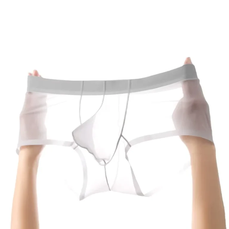 Mens-Ultra-Thin-50g-Ice-Silk-Triangle-Underwear-Seamless-Breathable-Quick-Dry-Boxer-Briefs-Crotchless-Waist-Knitted