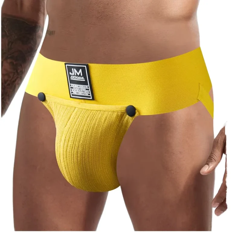 Mens-Underwear-Low-Rise-Cotton-Knitted-Anti-Bacterial-Hip-Lift-Jockstrap-Removable-Pockets-Breathable-Warm-Open-Ass