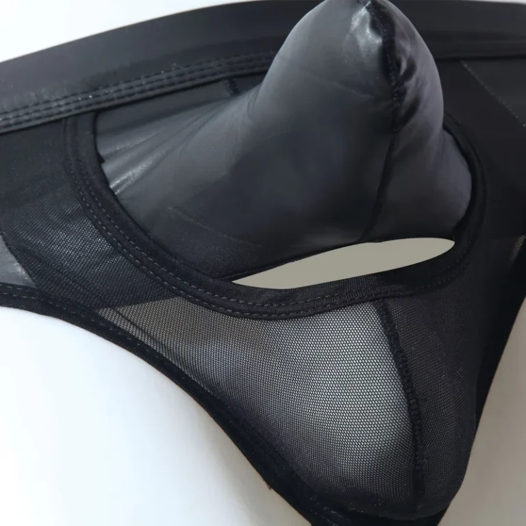Mens-Underwear-T-Back-G-String-Low-Rise-Briefs-Sexy-PU-Transparent-Stripe-Ultra-Thin-Penis-Sexy-Lingerie-Thongs
