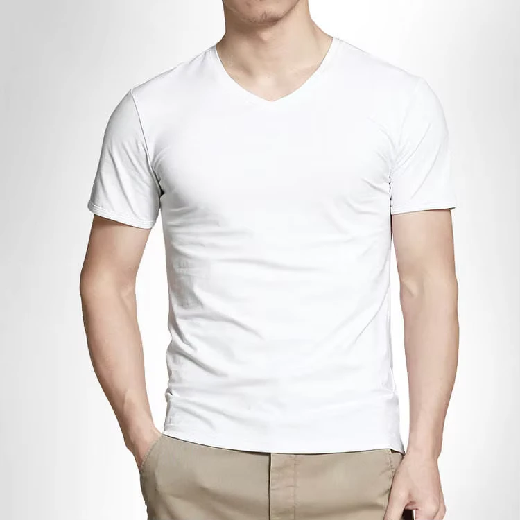 Mens-V-Neck-Sweatproof-Undershirt-100-Cotton-Breathable-Oversized-Solid-Knitted-Digital-Printing