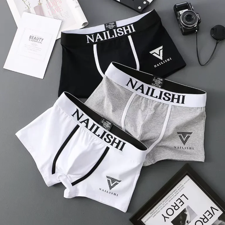 New-Cotton-Mens-Underwear-Boxer-Shorts-Cotton-Printed-Color-Matching-Mid-Waist-Boxer-Briefs