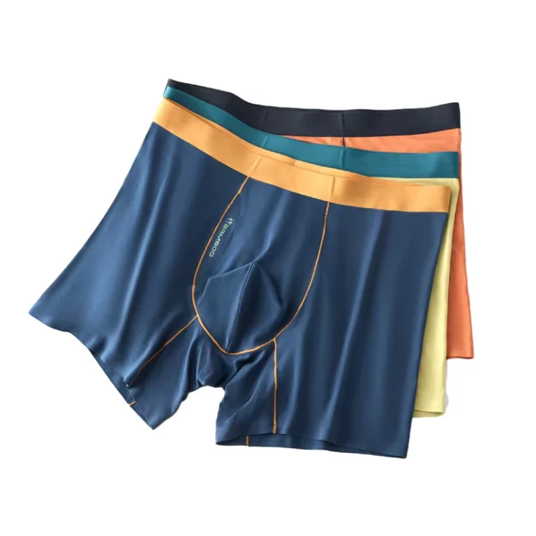 New-Design-Discount-Price-Mid-Rise-Bamboo-Fiber-Belt-Contrast-Color-Mens-Underwear-Long-Seamless-Breathable-Boxer-Briefs