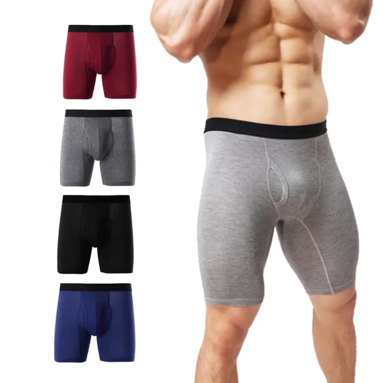 New-Design-Men-Underpants-Panties-Briefs-Cotton-Trunks-Striped-Long-Leg-Underwear-Long-Men-Shorts