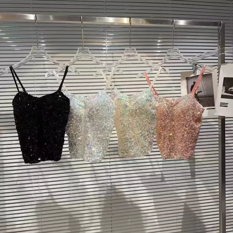 New-Design-Summer-Solid-Color-Sequin-Fashion-Camisole-One-Size-Slim-Sweet-Ladies-Undershirt