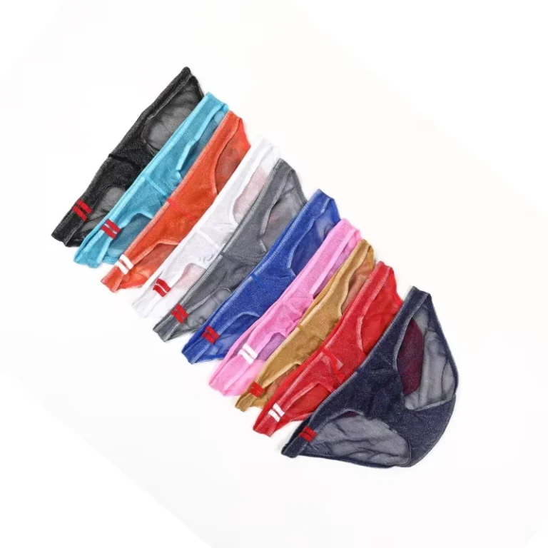 New-Fashion-Breathable-Anti-Bacterial-Mens-Plus-Size-Knitted-Underwear-Adult-Boxers-Briefs-with-Waist-Logo-See-Through-Mesh