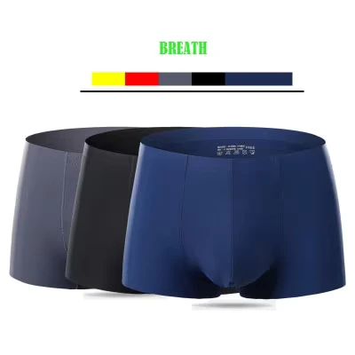 New-Plus-Size-Underwear-Ice-Silk-Seamless-Waist-Men-Underwear-Seamless-Solid-Color-Men-Boxer-Briefs