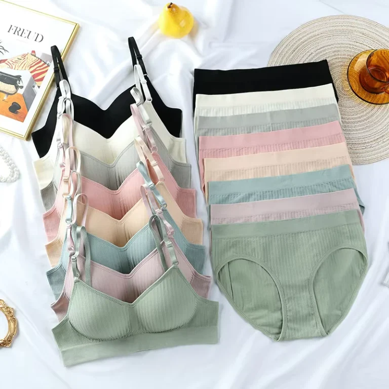 New-Women-Two-piece-Seamless-Bra-and-Panties-Set-Without-Steel-Ring-Oversized-Comfortable-Gathering-Sleep-Underwear