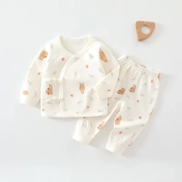 Newborn-Autumn-Cartoon-Long-Johns-Pure-Cotton-Underwear-Set-Split-crotch-Design-0-6-Months-Two-piece-Set