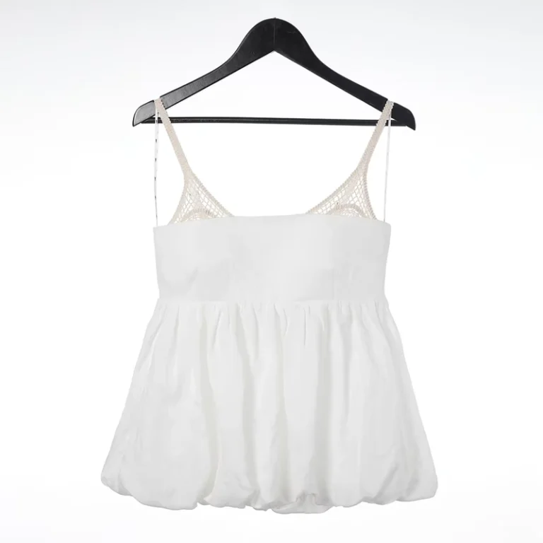 OEM-Service-Womens-White-Camisole-with-Bubble-Hem-and-Cutout-Detail