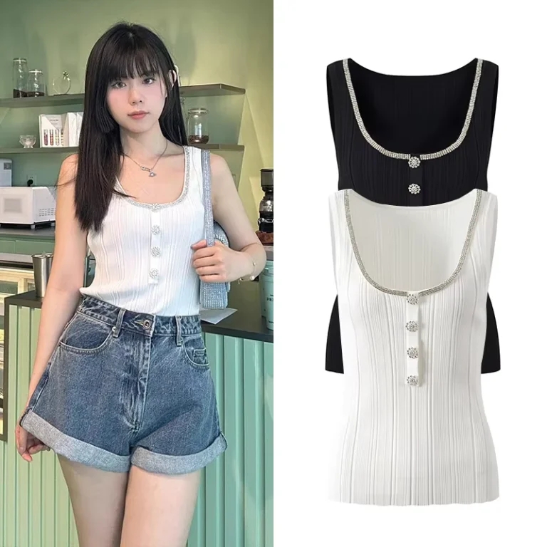 OUDINA-Summer-New-Ice-Silk-Rhinestone-Neckline-Luxury-Camisole-Sleeveless-Crop-Tops-Women-Tank-Top