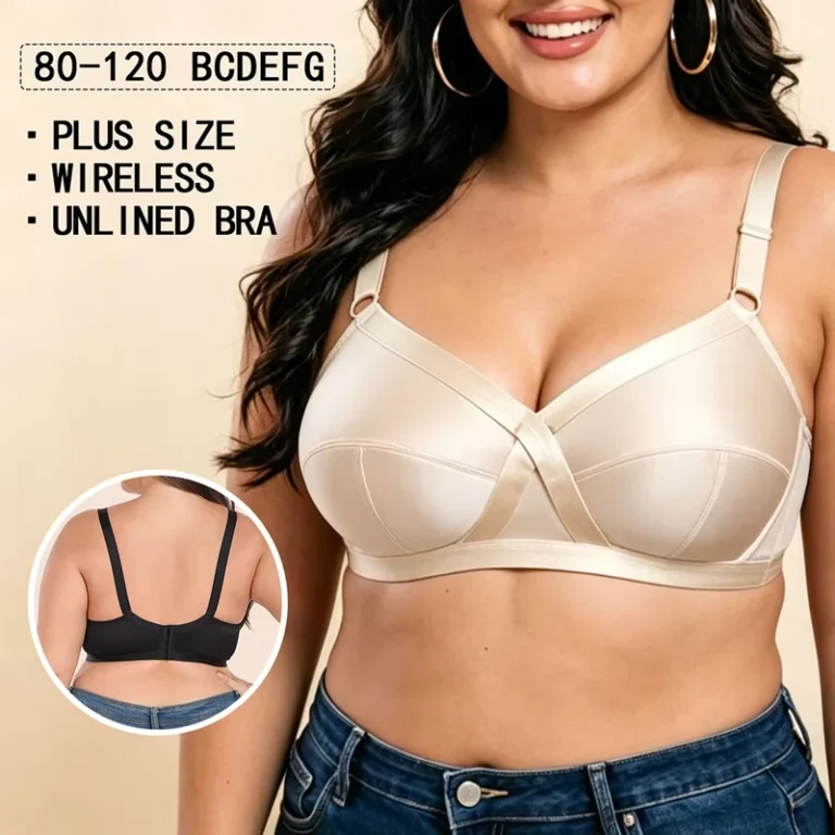 Plus-Size-36-38-40-42-44-46-48-50-52-BCDEFG-Satin-Ultra-thin-Bra-Wireless-Full-Cup-European-American-Lingerie-Women-Unlined-Bra