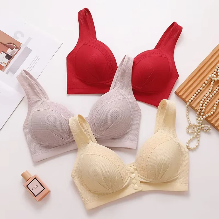 Plus-Size-Elderly-Comfort-Bra-Front-Closure-Thin-Solid-Breathable-Mesh-Bra-95-Nylon-Wireless-Support-Bra-S-XXL
