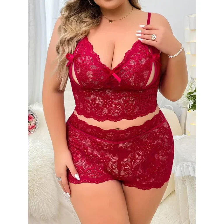 Plus-Size-Lingerie-Set-for-Women-Sexy-Lace-Halter-Bralette-High-Waist-Panty-Set-Two-Pieces-Erotic-Lingerie-Outfit-Nightwear