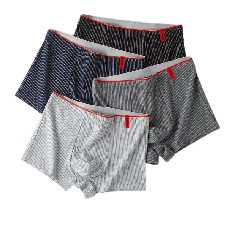Plus-Size-Striped-Cotton-Boxer-Men-Fitness-Sports-Workout-Underwear-Boxer-Briefs