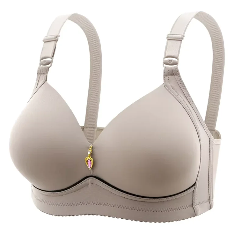 Plus-Size-Womens-Bra-Adjustable-Smooth-Fabric-Push-up-Gathered-Beautiful-Back-Wire-Free-Bra