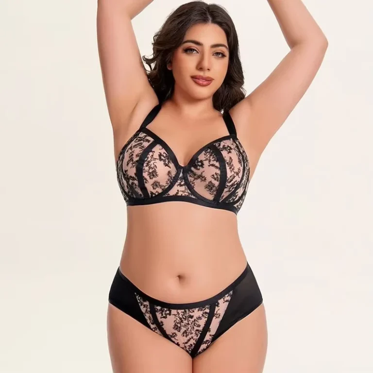 Plus-Size-Womens-Bra-Set-with-Underwire-Breathable-Mesh-and-Embroidered-Splicing-push-up-Big-Bust-Lift-Support-D-K