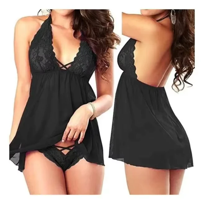 Plus-Size-Womens-Thin-Sexy-Underwear-Sexy-Lace-Halter-See-Through-Women-Sexy-Pajama-Sleepwear-Underwear-Lingeries