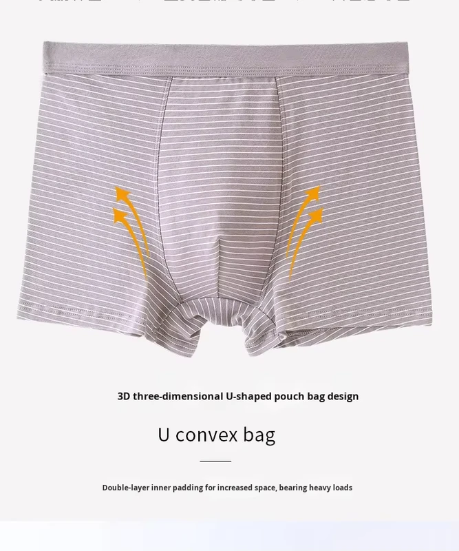 Pure-Cotton-Adult-Mens-Underwear-Seamless-High-Rise-Boxer-Shorts-Plus-Size-Breathable-Traceless-Sport-Loose-Striped-Knitted-ODM