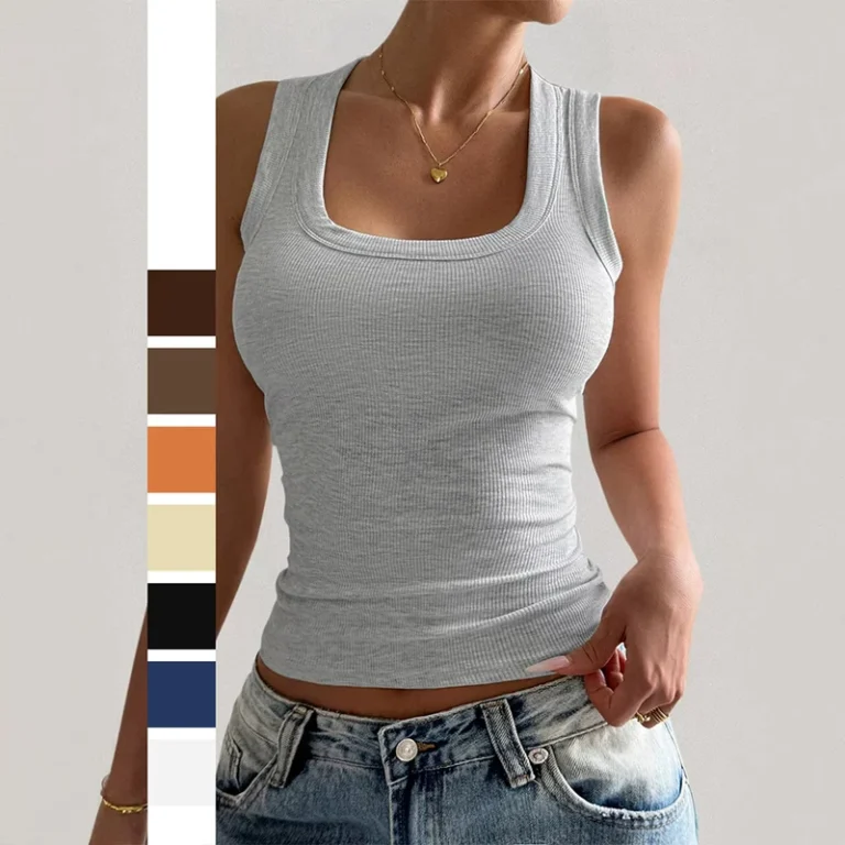 Ribbed-Tank-Top-Women-U-Neck-Wide-Strap-Camisole-Yoga-Fitness-Sleeveless-Shirt-Trendy-Stretchy-Crop-Top