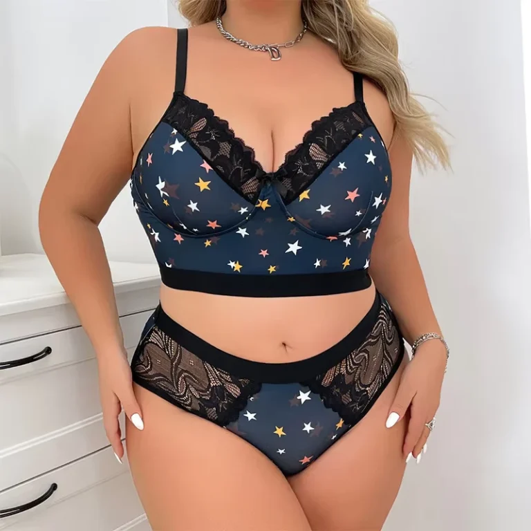 SMOOTH-Large-Size-Thin-Underwear-Floral-Printing-Bra-European-and-American-Plus-Size-Sexy-Lingerie-Set