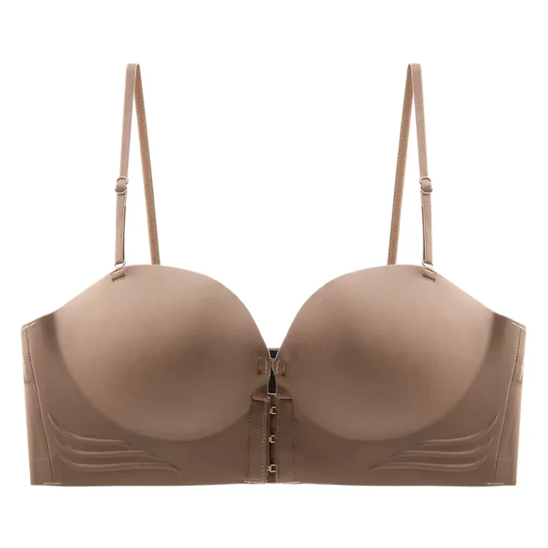 Seamless-Wireless-Front-Closure-Cup-Bra-Thick-Push-Up-Comfort-Invisible-Wirefree-Off-Shoulder-Outfit-Strapless-Bra