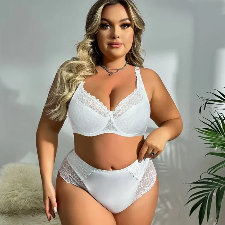 Sexy-Large-Size-Bra-Set-Plump-Girls-Womens-Ultra-Thin-Lace-Underwear-Mid-Waist-Briefs